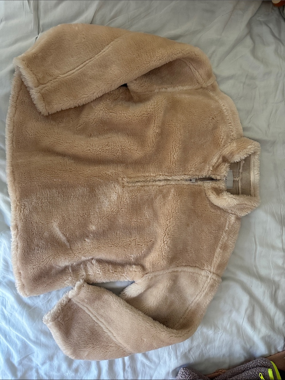 Jason Wu Plush Half Zip Jacket in Tan